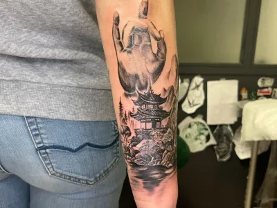 Tatouage paysage asiatique